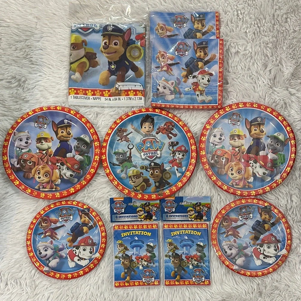 Paw Patrol Party Set - Invitations Plates Napkins Tablecover Lot